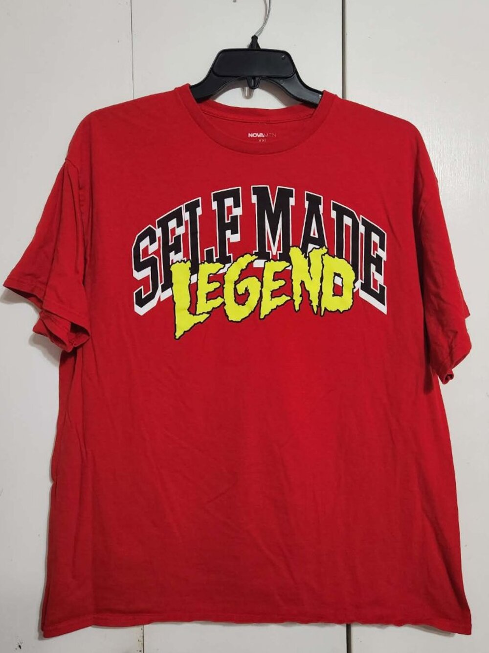 Nova Men XXL Red T-Shirt Self Made Legend Hip Hop Graphic Tee Short Sleeve
